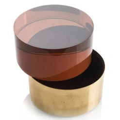 Ice Oval Plex And Brass Box with Lid