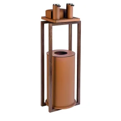 Igea Brown Leather and Walnut Sanitizing Station