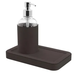 Igea Gray Leather Dispenser with Tray