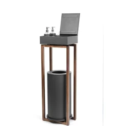 Igea Leather and Walnut Sanitizing Station