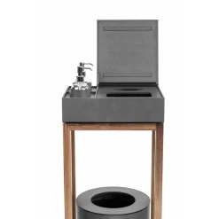 Igea Leather and Walnut Sanitizing Station