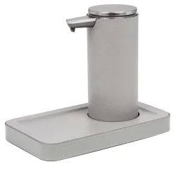 Igea Light Gray Leather Automatic Dispenser with Tray