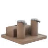 Igea Taupe Leather Tray with 2 Dispensers and Tissue Box Cover