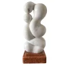 Il Contatto White Carrara Marble Sculpture on Red Marble Verona Base by Piero Speranza