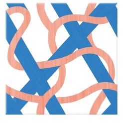 Il Guadino Geometric Motif Coral and blue Ceramic Tile