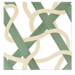 Il Guardiano Geometric Motif Pink and Green Ceramic Tile