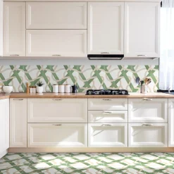 Il Guardiano Geometric Motif Pink and Green Ceramic Tile