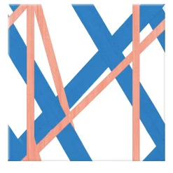 Il Saraceno Geometric Motif Coral and Blue Ceramic Tile