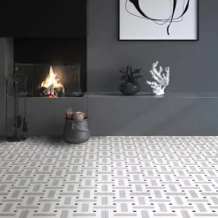 Il Saraceno Geometric Motif Gray And Purple Ceramic Tile