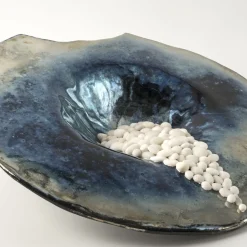 Incanto Notturno Polychrome Ceramic Sculpture/Plate by Nino Basso