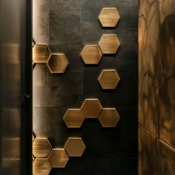 Infinito Set of 20 Hexagonal Scruffy-Looking Brass Tiles