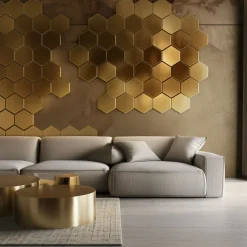 Infinito Set of 20 Hexagonal Scruffy-Looking Brass Tiles