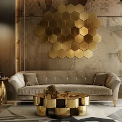 Infinito Set of 20 Hexagonal Scruffy-Looking Brass Tiles