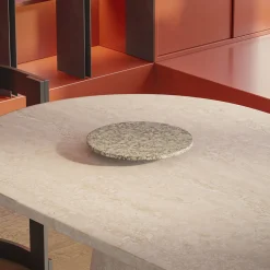 Inside Out Travertine Silver Stone Centerpiece by Karen Chekerdjian