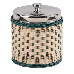 Iris Blue and Natural Wicker Box with Stainless Steel Ice Container