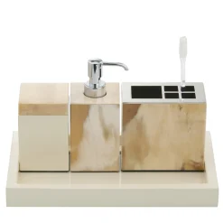 Iris 4-Piece Ivory & Horn Bathroom Set