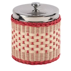 Iris Pink and Natural Wicker Box with Stainless Steel Ice Container