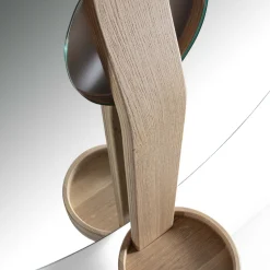 Irpin Disk-Shaped Light-Brown Wall Mirror