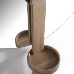 Irpin Disk-Shaped Light-Brown Wall Mirror