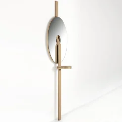 Irpin Disk-Shaped Light-Brown Wall Mirror