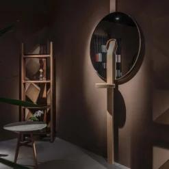 Irpin Disk-Shaped Light-Brown Wall Mirror