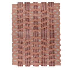 Ivory and Light Coral Tones Wool Rug