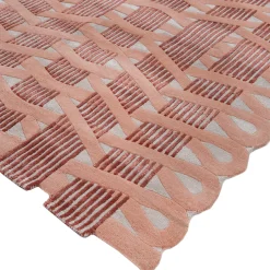 Ivory and Light Coral Tones Wool Rug