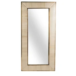 Ivory Nuance Ell Leather And Light Burnished Brass Mirror