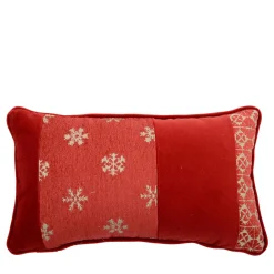 Jacquard fabric and cotton velvet Red Bandè Cushion