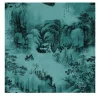 Jade Green Oriental Landscape Wallpaper