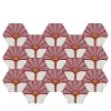 Janis Pink Hexagonal Ceramic Tile Composition with Floral Design