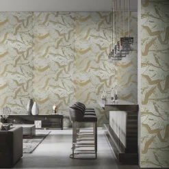 Jazz Glam Velvet Metallic Gold Wallpaper