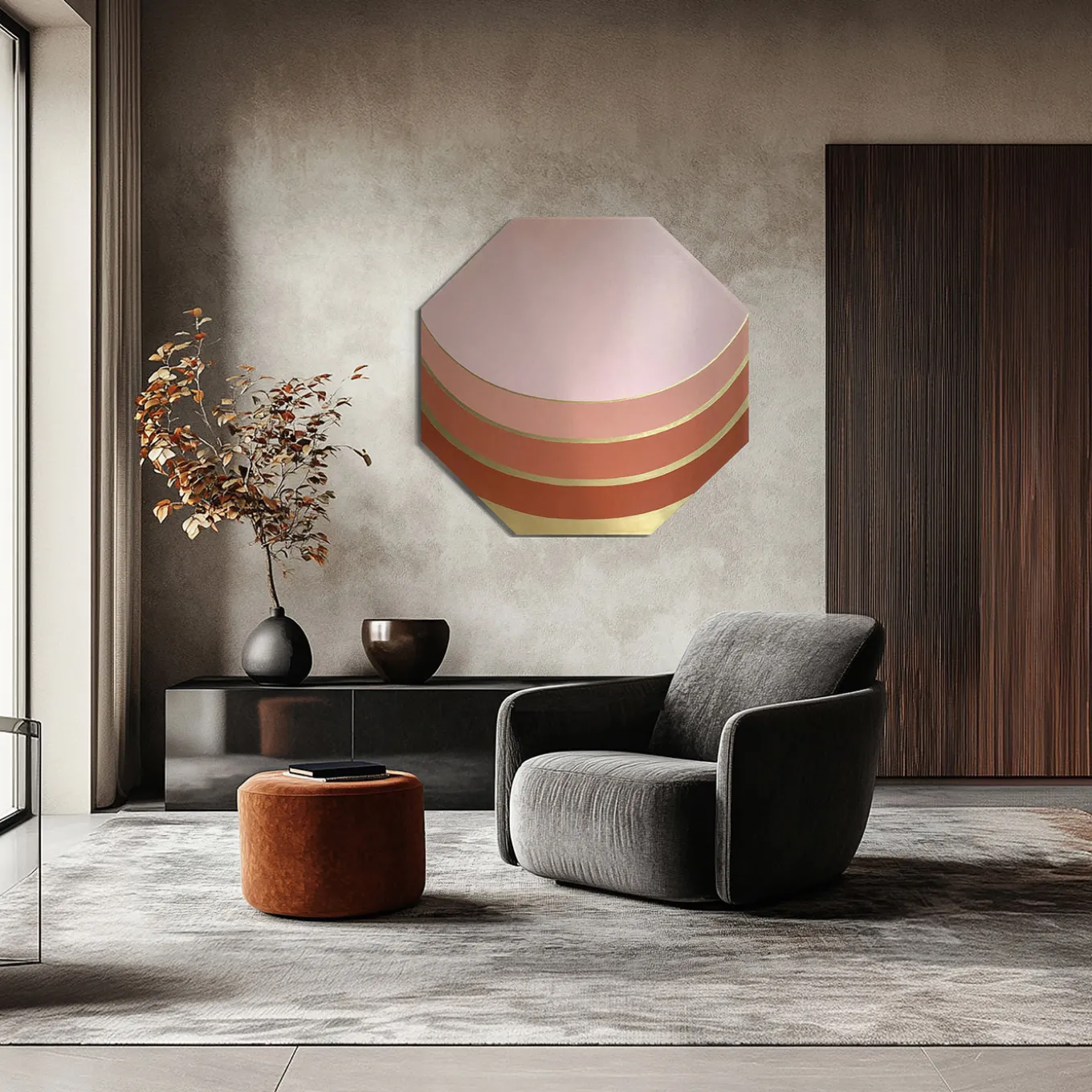 Joy Orange Octagonal Decorative Panel