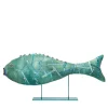 Joyful Fish Acqua Green Velvet Sculpture