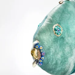 Joyful Fish Acqua Green Velvet Sculpture