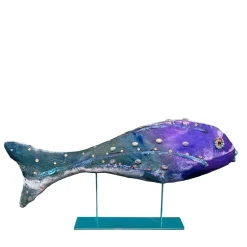 Joyful Fish Green & Violet Velvet Sculpture