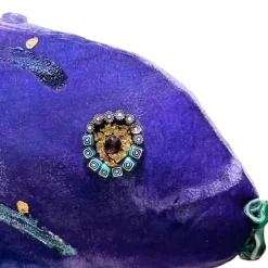 Joyful Fish Green & Violet Velvet Sculpture