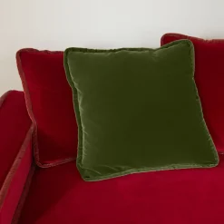 Jungle Silk and Moss Green Velvet Reversible Cushion