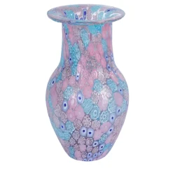 24K Gold, Blue and Pink Murrina Vase