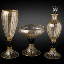 24K Golden & Black Footed Vase