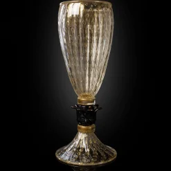 24K Golden & Black Footed Vase