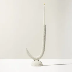 Kappa Matte White Ceramic Candlestick