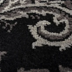 Kashmir Black Wool & Cotton Hand-Knotted Rug by Peter d’Ascoli #1