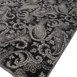 Kashmir Black Wool & Cotton Hand-Knotted Rug by Peter d’Ascoli #1