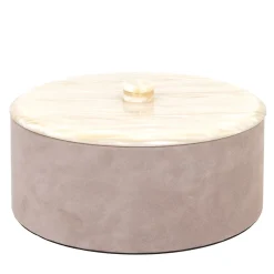 Kelly Large Cylindrical Taupe Box with Lid