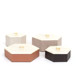 Kelly Large Low Hexagonal-Cut Hazelnut Box with Lid