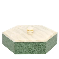 Kelly Low Large Hexagonal-Cut Green Box with Lid