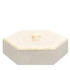 Kelly Low Large Hexagonal-Cut Cream Box with Lid