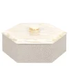 Kelly Low Small Hexagonal-Cut Cream Box with Lid