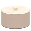 Kelly Medium Cylindrical Beige Box with Lid